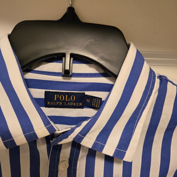 Women's shirt by Polo/Ralph Lauren size 12 blue and white striped - Picture 2 of 3